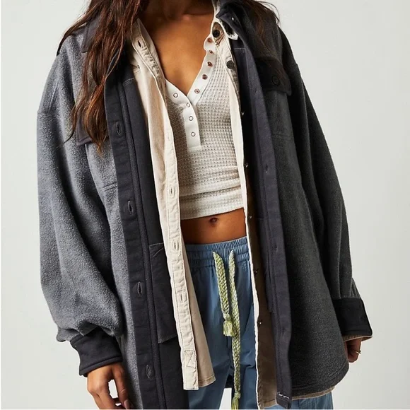 NWT Free People Ruby Shacket - Incense - Size Medium Oversized - Picture 3 of 17